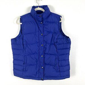Women’s Lands End XL Down Blue Puffer Vest Quilted Snap EUC Outdoors Utility